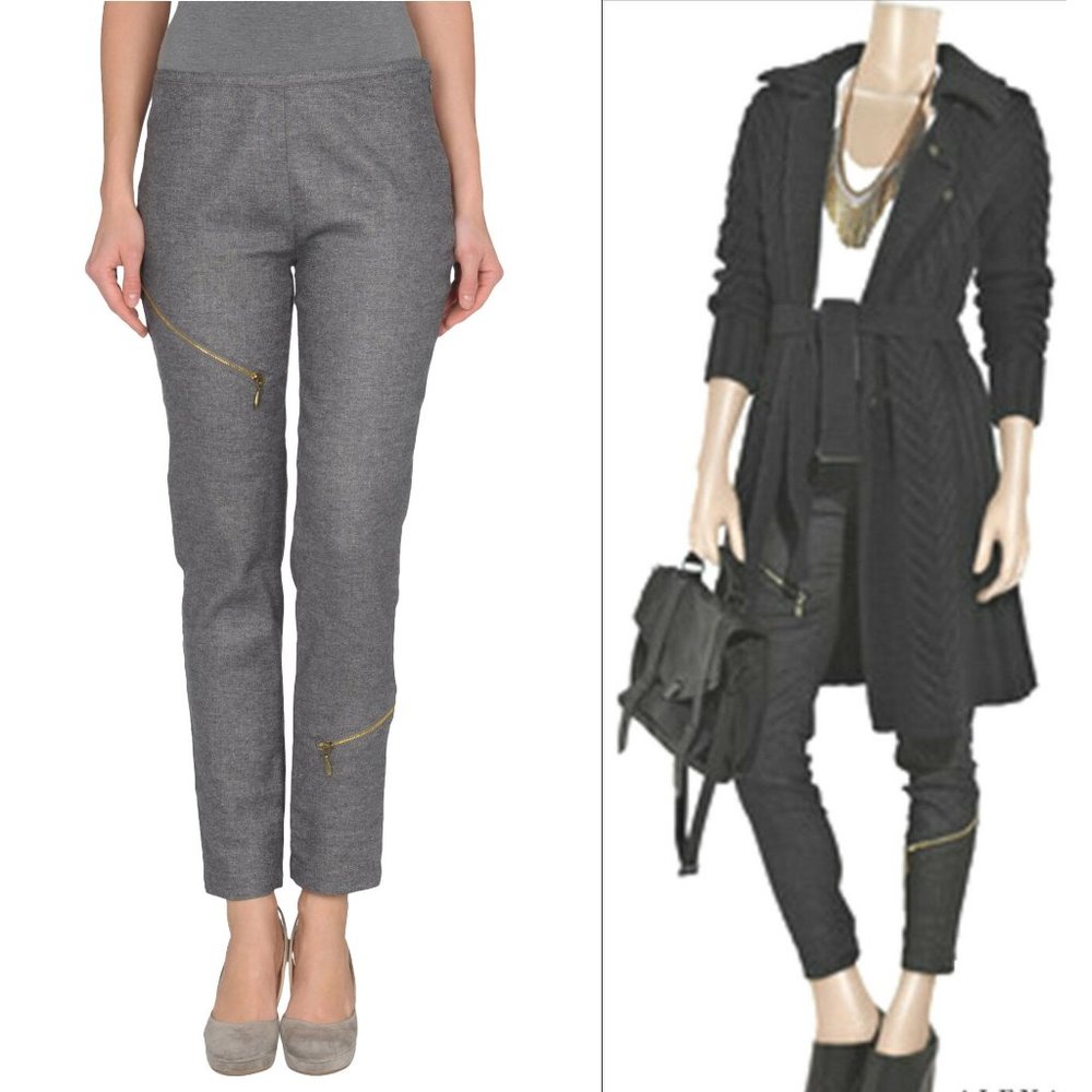 NEW MCQ ALEXANDER MCQUEEN Women's Zippered Wool Pants 38 US 2 XS Gray NWT